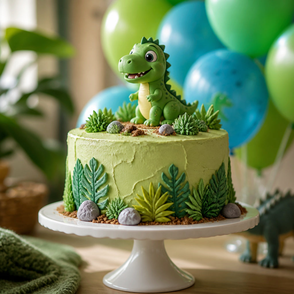 Dinosaur birthday cake close-up